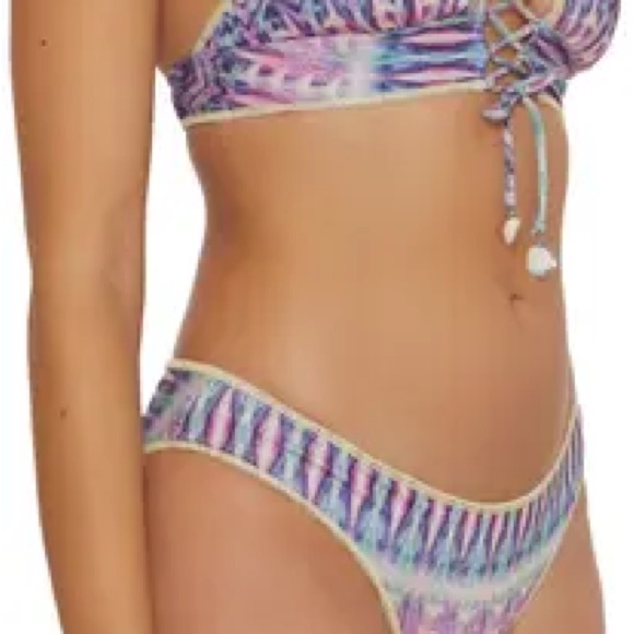 Becca tulum halter bikini TOP with lace up details women size medium - Picture 5 of 9